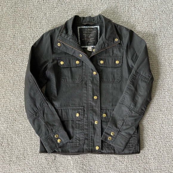 Resin-coated twill field jacket anorak olive green - Picture 4 of 10